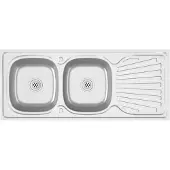 vidaXL Gootsteen dubbele bakken 1200x500x155 mm roestvrij staal zilver