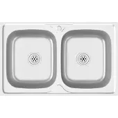 vidaXL Gootsteen dubbele bakken 800x500x155 mm roestvrij staal zilver