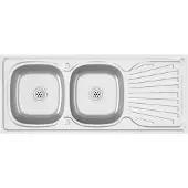 vidaXL Dubbele spoelbak, zilverkleurig, 1200x600x155 mm, roestvrij staal