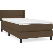 vidaXL Boxspring met matras stof donkerbruin 90x200 cm