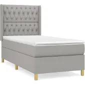 vidaXL Boxspring met matras stof lichtgrijs 90x200 cm