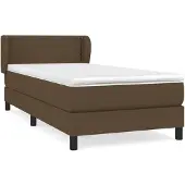 vidaXL Boxspring met matras stof donkerbruin 100x200 cm
