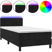 vidaXL Boxspringbed met matras en LED-verlichting, zwart, 80x200 cm, fluweel