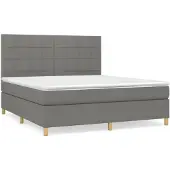 vidaXL Boxspring met matras stof donkergrijs 180x200 cm
