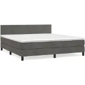 vidaXL Boxspring met matras fluweel donkergrijs 180x200 cm