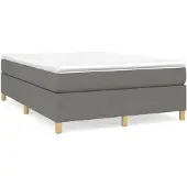 vidaXL Boxspring bed stof donkergrijs 140x200 cm