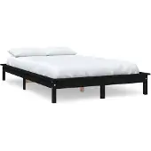 vidaXL Massief houten bed, zwart, 160x200 cm, van grenenhout
