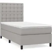vidaXL Boxspring met matras stof lichtgrijs 80x200 cm