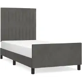 vidaXL Bedframe zonder matras, donkergrijs, 100x200 cm, fluweel