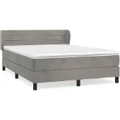 vidaXL Boxspring met matras fluweel lichtgrijs 140x190 cm