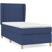 vidaXL Boxspringbed met matras, blauw, 90x190 cm, gestoffeerd