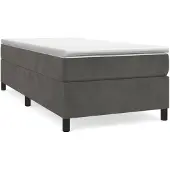 vidaXL Boxspring bed 90x200 cm fluweel donkergrijs