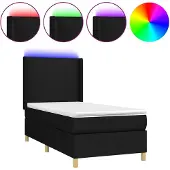 vidaXL Boxspringbed met matras en LED-verlichting, zwart, 80x200 cm, gestoffeerd