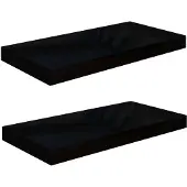 vidaXL Wandschappen zwevend 2 st 50x23,5x3,8 cm MDF hoogglans zwart
