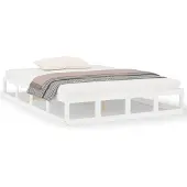 vidaXL Massief houten bed, wit, 200x200 cm