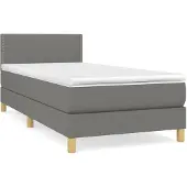 vidaXL Boxspring met matras stof donkergrijs 80x200 cm