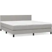 vidaXL Boxspring met matras stof lichtgrijs 180x200 cm