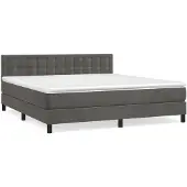 vidaXL Boxspring met matras fluweel donkergrijs 180x200 cm