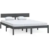 vidaXL Bedframe massief grenenhout grijs 200x200 cm