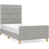 vidaXL Bedframe zonder matras, lichtgrijs, 100x200 cm, stof