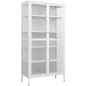 vidaXL Vitrinekast 90x40x180 cm staal en gehard glas wit