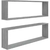 vidaXL Wandschappen kubus 2 st 100x15x30 cm bewerkt hout grijs sonoma