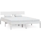 vidaXL Bedframe massief grenenhout wit 160x200 cm