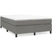 vidaXL Boxspring bed stof donkergrijs 140x200 cm