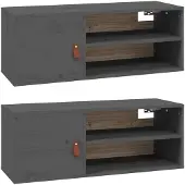 vidaXL Wandkasten 2 st 80x30x30 cm massief grenenhout grijs