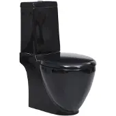 vidaXL Toilet rond afvoer onder keramiek zwart