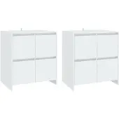 vidaXL Dressoirs 2 st 70x41x75 cm bewerkt hout wit