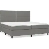vidaXL Boxspring met matras stof donkergrijs 200x200 cm