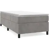 vidaXL Boxspring bed 90x200 cm fluweel lichtgrijs