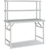 vidaXL Keukenwerktafel met bovenschap 120x60x145 cm roestvrij staal