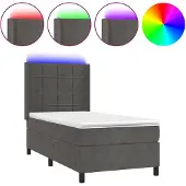 vidaXL Boxspring met matras en LED fluweel donkergrijs 80x200 cm