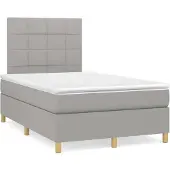 vidaXL Boxspring met matras stof lichtgrijs 120x200 cm
