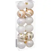 Atmosphera kerstballen - D4 cm - 12x- parelmoer wit/goud - plastic - Kerstbal