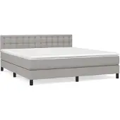 vidaXL Boxspring met matras stof lichtgrijs 180x200 cm