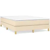 vidaXL Boxspring met matras stof crèmekleurig 140x190 cm