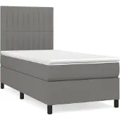 vidaXL Boxspring met matras stof donkergrijs 90x190 cm