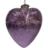 Clayre & Eef Kerstbal Hart 16 cm Paars Glas Hartvormig Kerstboomversiering Paars Kerstboomversiering