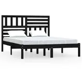 vidaXL Bedframe massief grenenhout zwart 140x190 cm