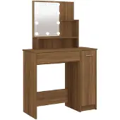 vidaXL Kaptafel met LED-verlichting 86,5x35x136 cm bruin eikenkleur