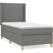 vidaXL Boxspring met matras stof donkergrijs 90x200 cm