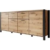Meubella | Dressoir eiken zwart 213x40x90