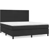vidaXL Boxspring met matras kunstleer zwart 160x200 cm