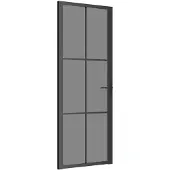 vidaXL Binnendeur 76x201,5 cm ESG-glas en aluminium zwart