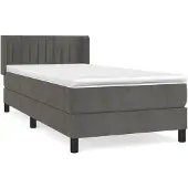 vidaXL Boxspring met matras fluweel donkergrijs 80x200 cm