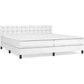 vidaXL Boxspring met matras kunstleer wit 200x200 cm