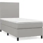 vidaXL Boxspring met matras stof lichtgrijs 90x190 cm